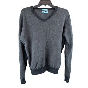 KO Egara Cashmere Blend V Neck Sweater Cotton Cashmere Large Mens Gray Pullover